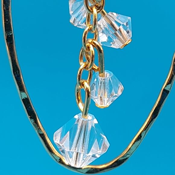 Clear Crystal Oval Hoop Earrings, Gold Tone Ear Wires - Picture 5 of 12